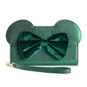 Bio World Minnie Mouse Green Bow Wallet with Wristlet NWT